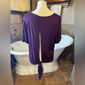 NWT H by Bordeaux Purple Short Sleeve Tee tie back size medium